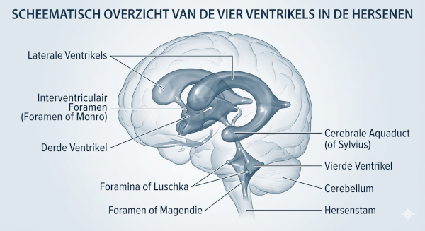 Hersenvocht en de 4 ventrikels van de hersenen
